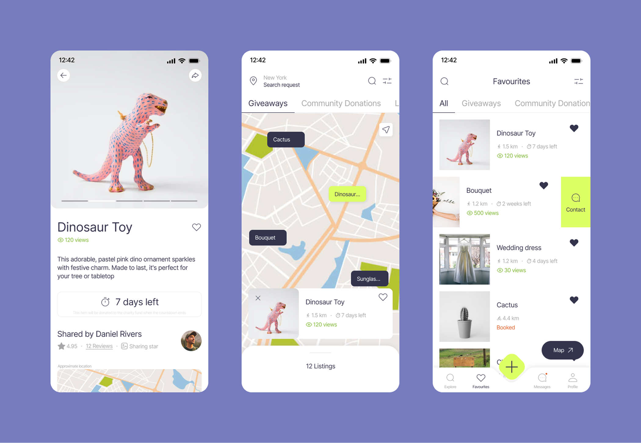Sharing Map mobile app interface